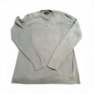 G by Guess Light Gray V-Neck Sweater Size L